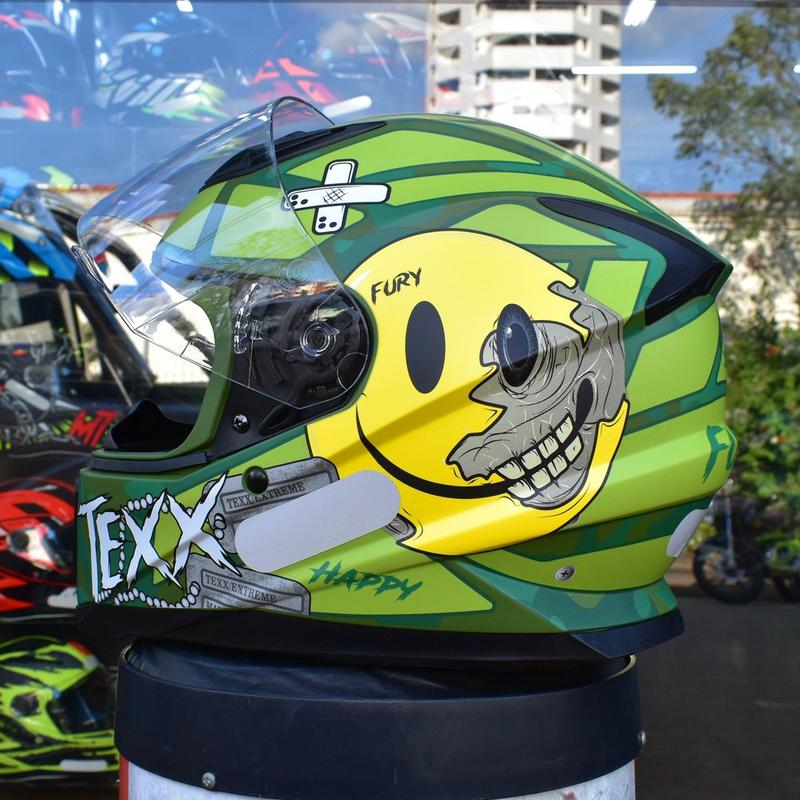 Capacete Masculino Texx Hawk Fury Verde Motoqueiro Fechado